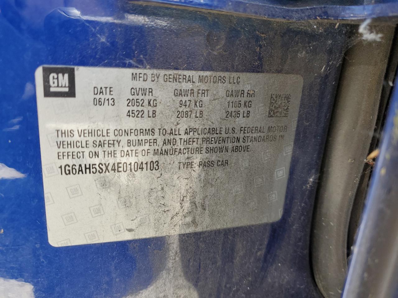 2014 Cadillac Ats Luxury VIN: 1G6AH5SX4E0104103 Lot: 66153815