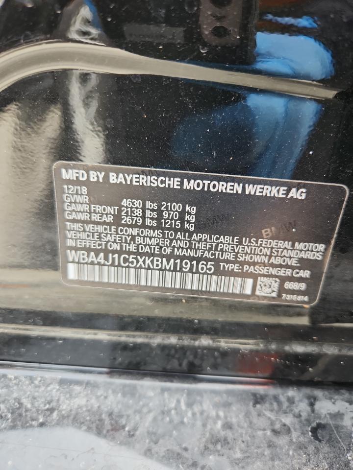 2019 BMW 430I Gran Coupe VIN: WBA4J1C5XKBM19165 Lot: 63780935