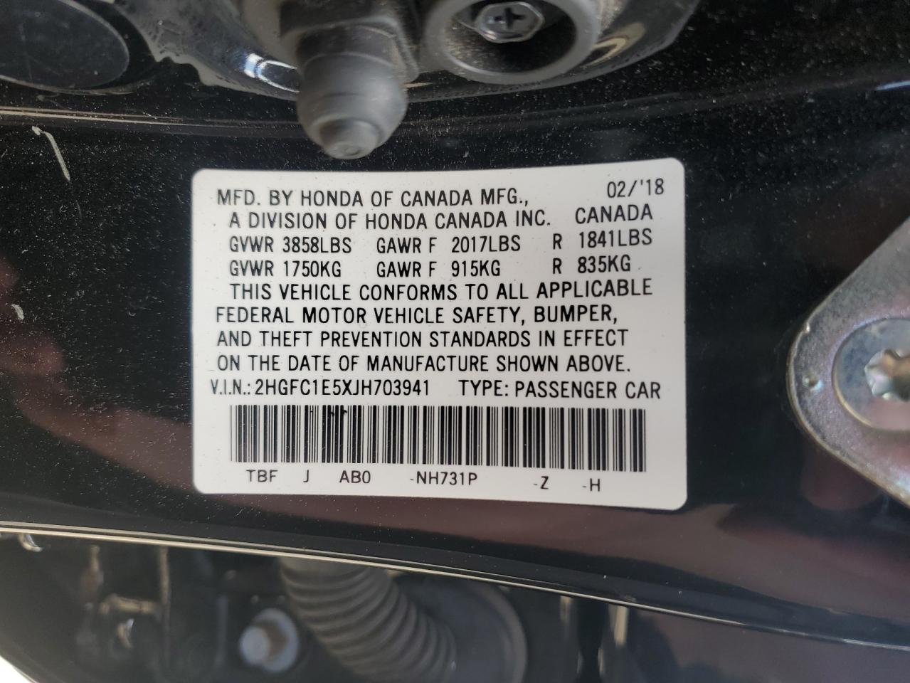 2018 Honda Civic Si VIN: 2HGFC1E5XJH703941 Lot: 62851225