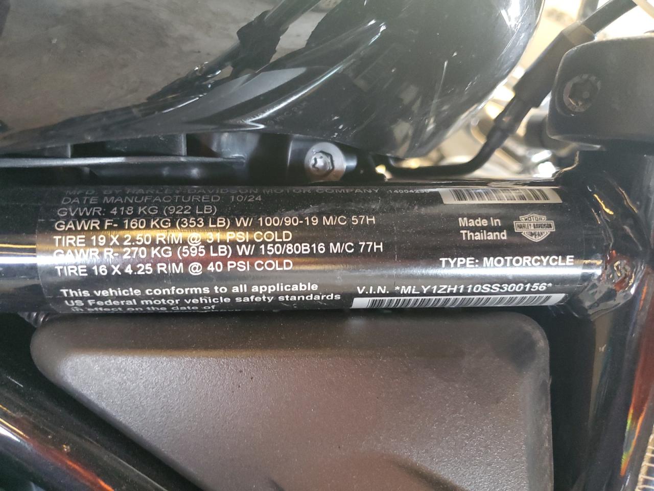 2025 Harley-Davidson Rh975 VIN: MLY1ZH110SS300156 Lot: 66941395