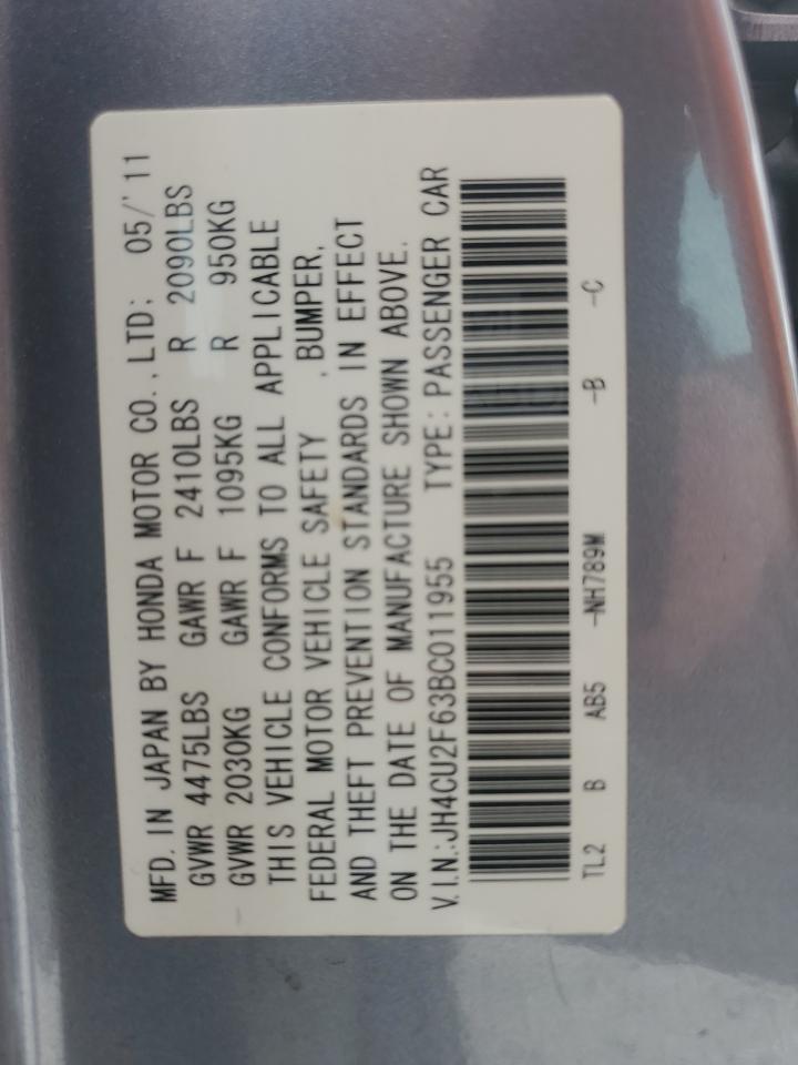 2011 Acura Tsx VIN: JH4CU2F63BC011955 Lot: 62692635