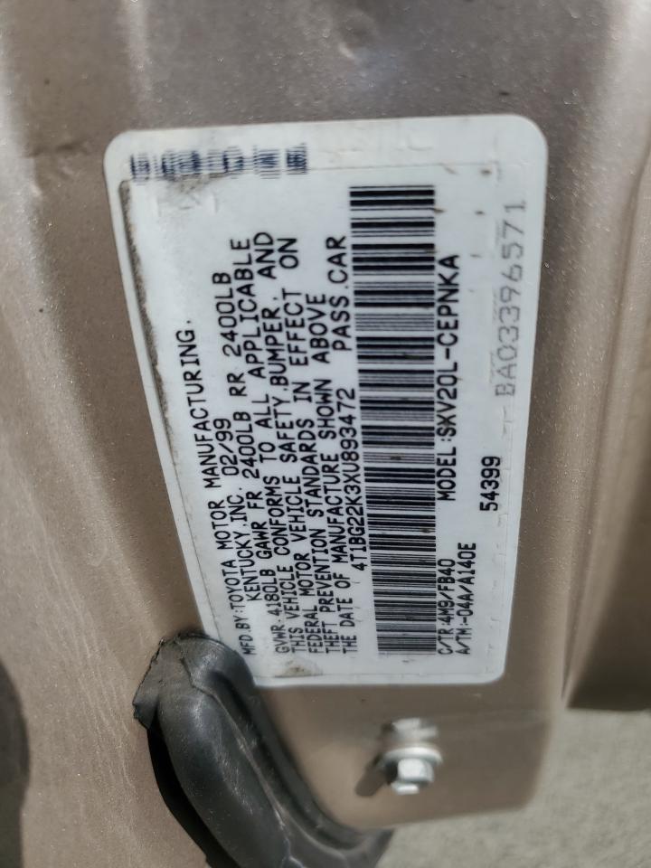 1999 Toyota Camry Ce VIN: 4T1BG22K3XU893472 Lot: 64697145