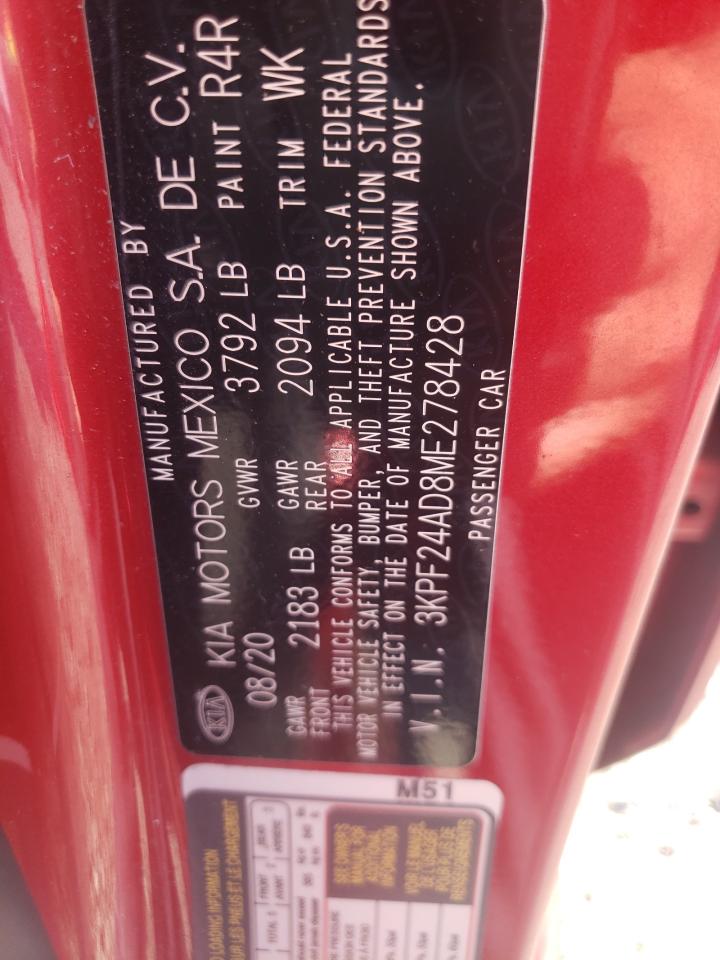 2021 Kia Forte Fe VIN: 3KPF24AD8ME278428 Lot: 63271305