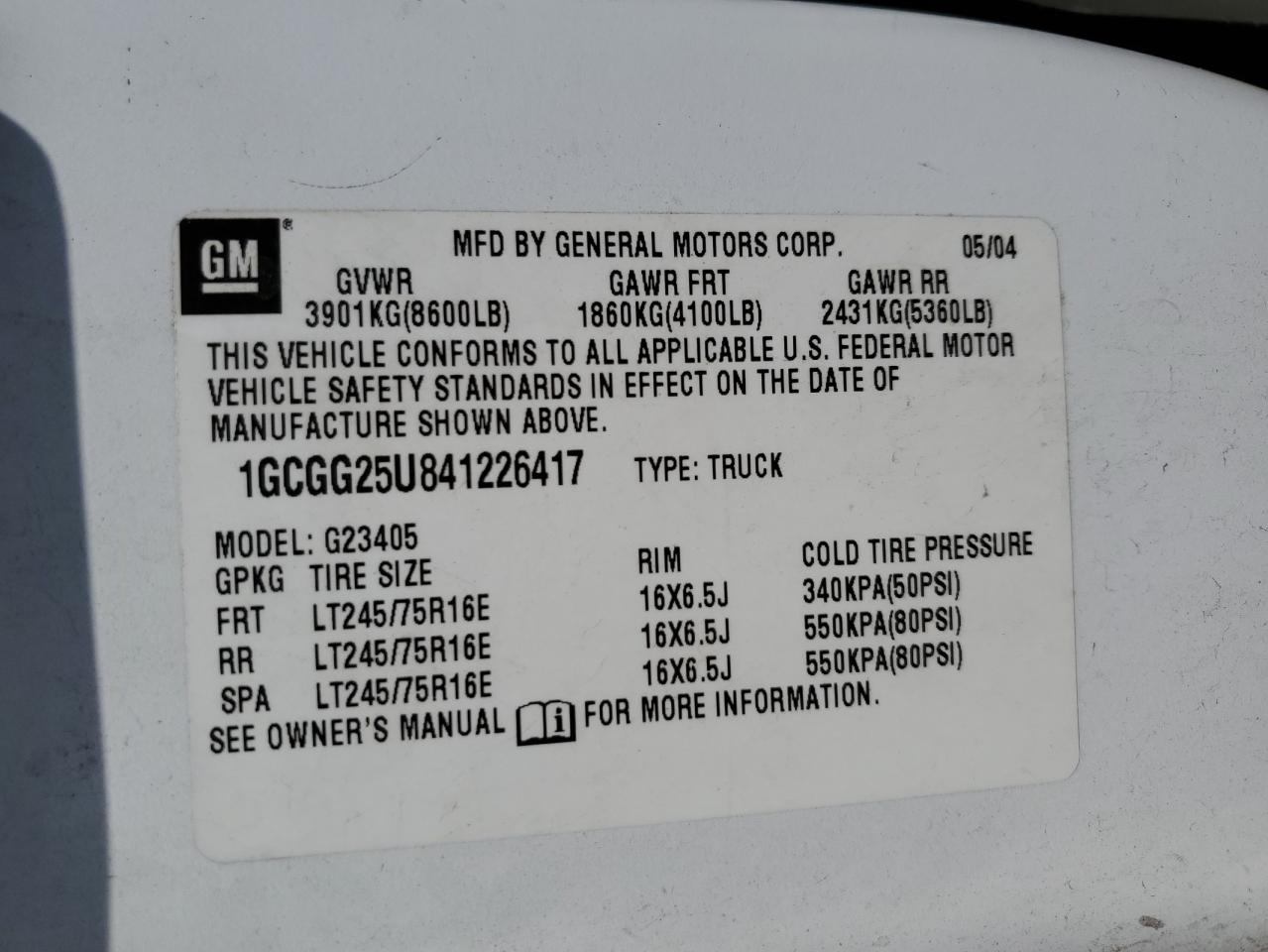 2003 Chevrolet Express G2500 VIN: 1GCGG25V931193936 Lot: 66320975