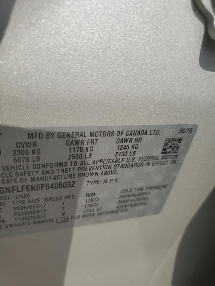2015 Chevrolet Equinox Lt VIN: 2GNFLFEK6F6406032 Lot: 63397765