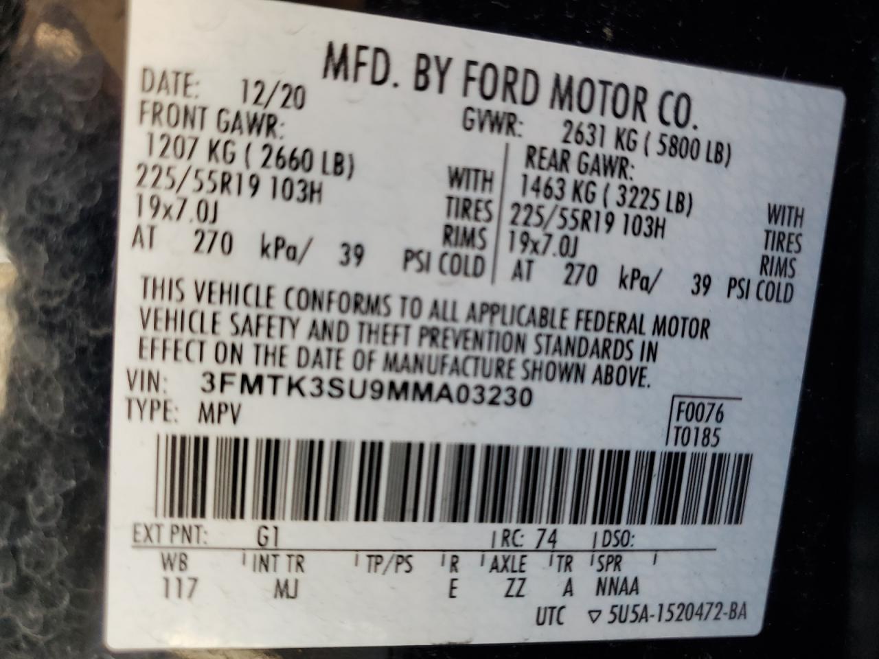 2021 Ford Mustang Mach-E Premium VIN: 3FMTK3SU9MMA03230 Lot: 63529245