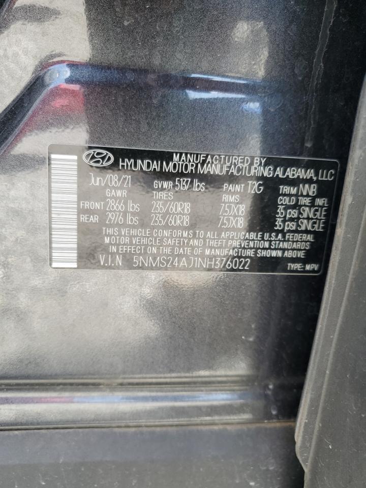 2022 Hyundai Santa Fe Sel VIN: 5NMS24AJ1NH376022 Lot: 64015165
