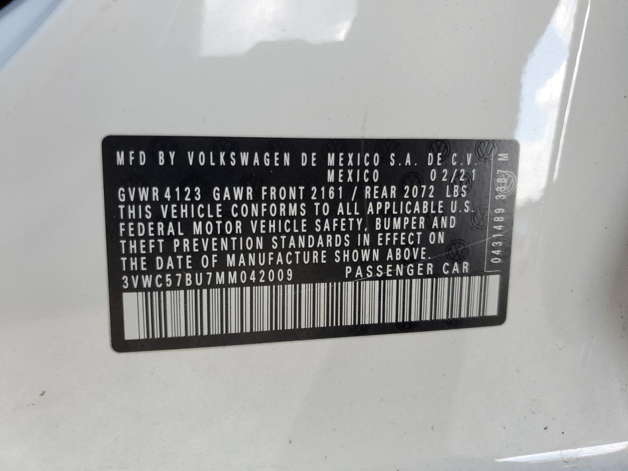 2021 Volkswagen Jetta S VIN: 3VWC57BU7MM042009 Lot: 64323835