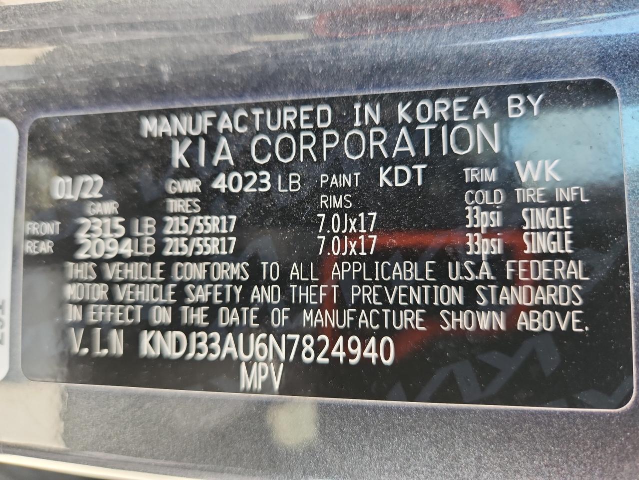 2022 Kia Soul Ex VIN: KNDJ33AU6N7824940 Lot: 63380825
