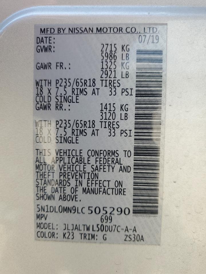 2020 Infiniti Qx60 Luxe VIN: 5N1DL0MN9LC505290 Lot: 66631925