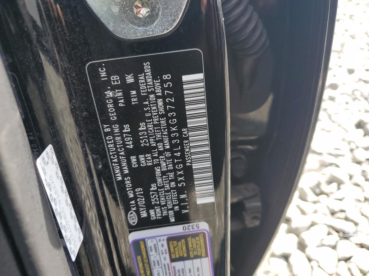 2019 Kia Optima Lx VIN: 5XXGT4L33KG372758 Lot: 64834005
