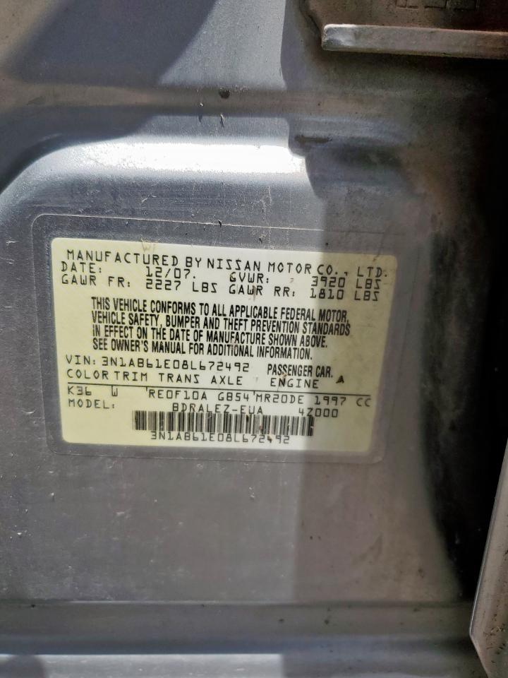 2008 Nissan Sentra 2.0 VIN: 3N1AB61E08L672492 Lot: 64607945