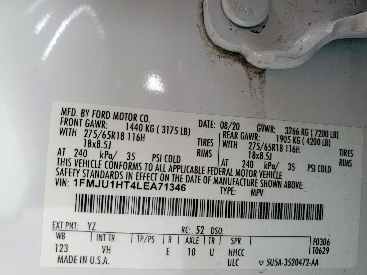 2020 Ford Expedition Xlt VIN: 1FMJU1HT4LEA71346 Lot: 63058665