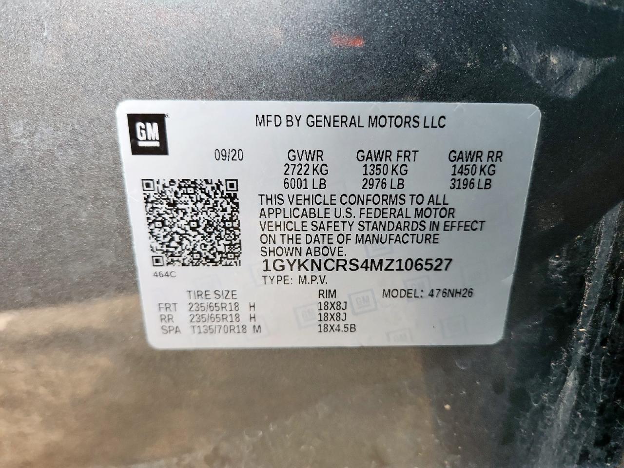 2021 Cadillac Xt5 Premium Luxury VIN: 1GYKNCRS4MZ106527 Lot: 64049595