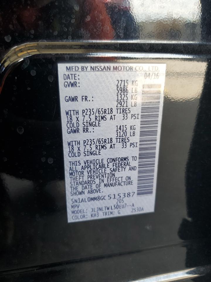 2016 Infiniti Qx60 VIN: 5N1AL0MM8GC515387 Lot: 66009475