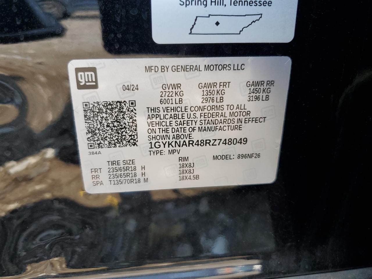 2024 Cadillac Xt5 Luxury VIN: 1GYKNAR48RZ748049 Lot: 64148835