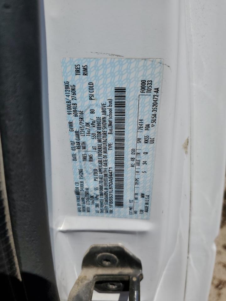 2007 Ford Econoline E350 Super Duty Wagon VIN: 1FBSS31L67DA94471 Lot: 65384105