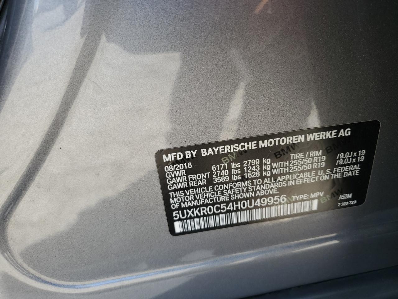 2017 BMW X5 xDrive35I VIN: 5UXKR0C54H0U49956 Lot: 67307275