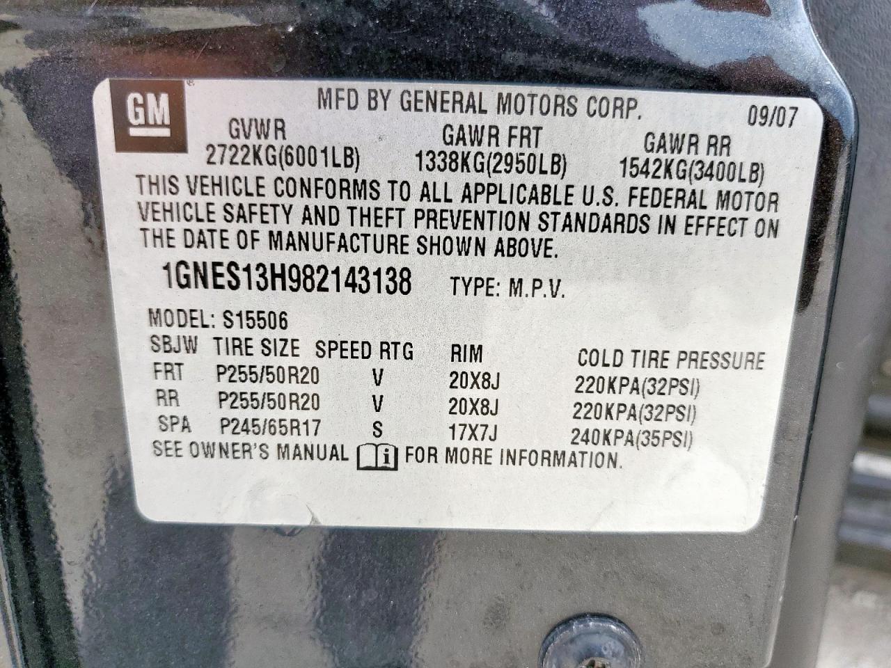 2008 Chevrolet Trailblazer Ss VIN: 1GNES13H982143138 Lot: 63139155