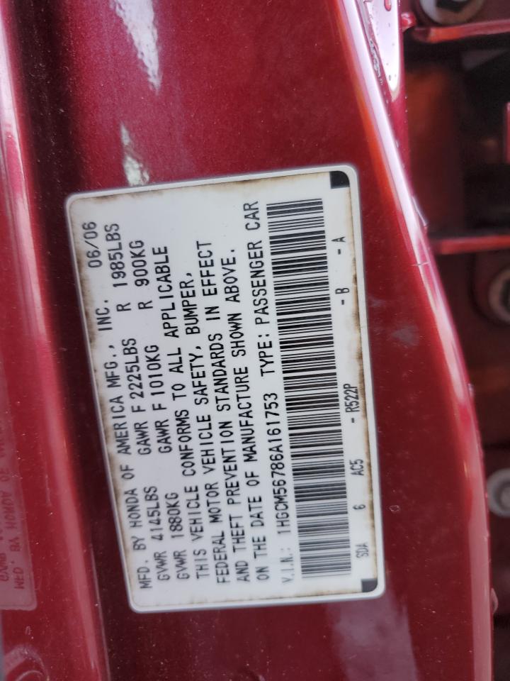 2006 Honda Accord Ex VIN: 1HGCM56786A161753 Lot: 65223635