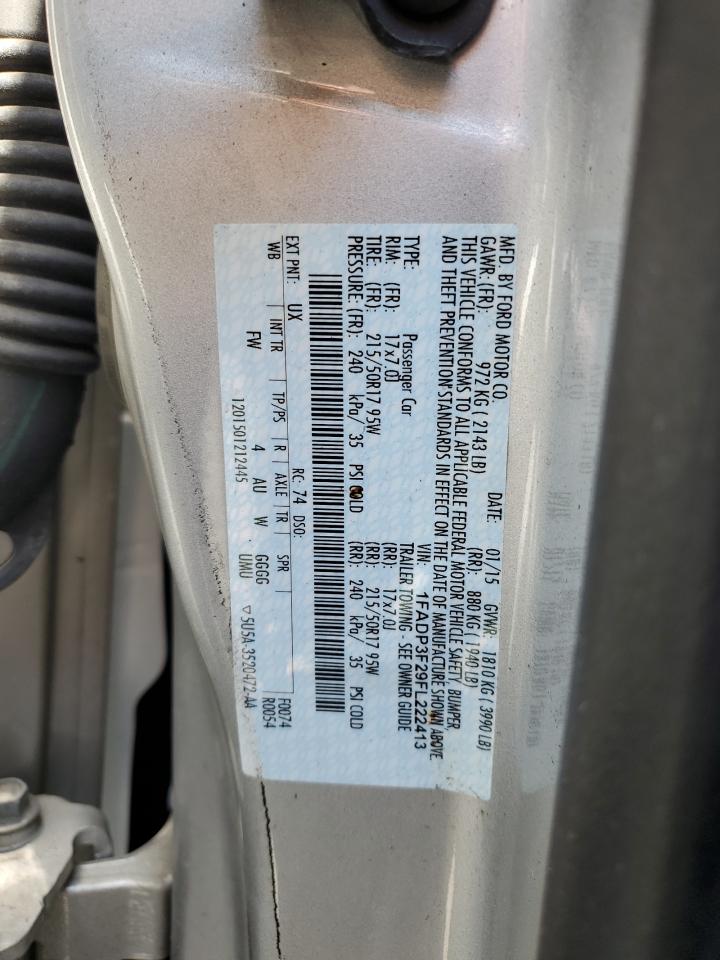 2015 Ford Focus Se VIN: 1FADP3F29FL222413 Lot: 65837205