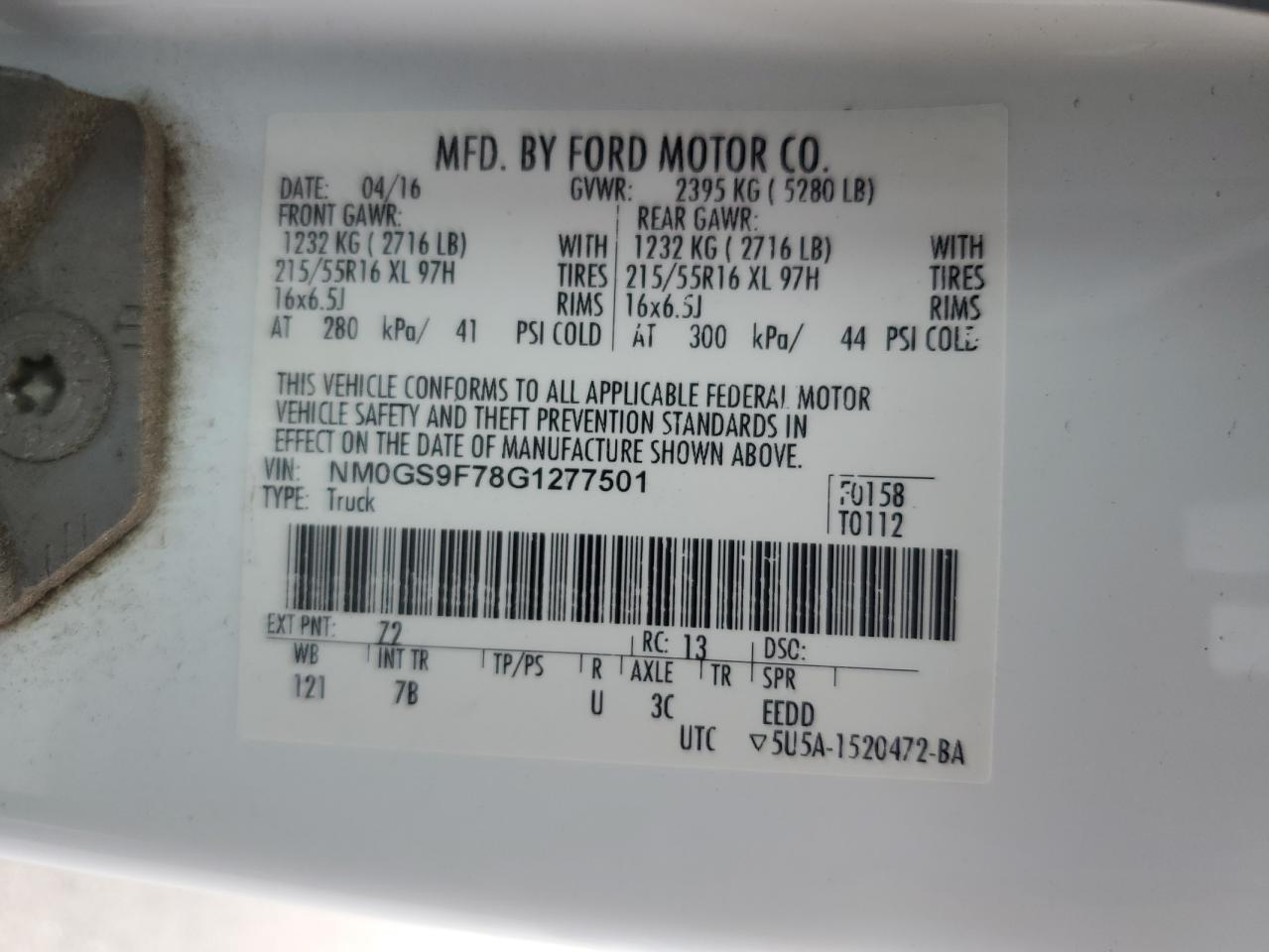 2016 Ford Transit Connect Xlt VIN: NM0GS9F78G1277501 Lot: 63417655