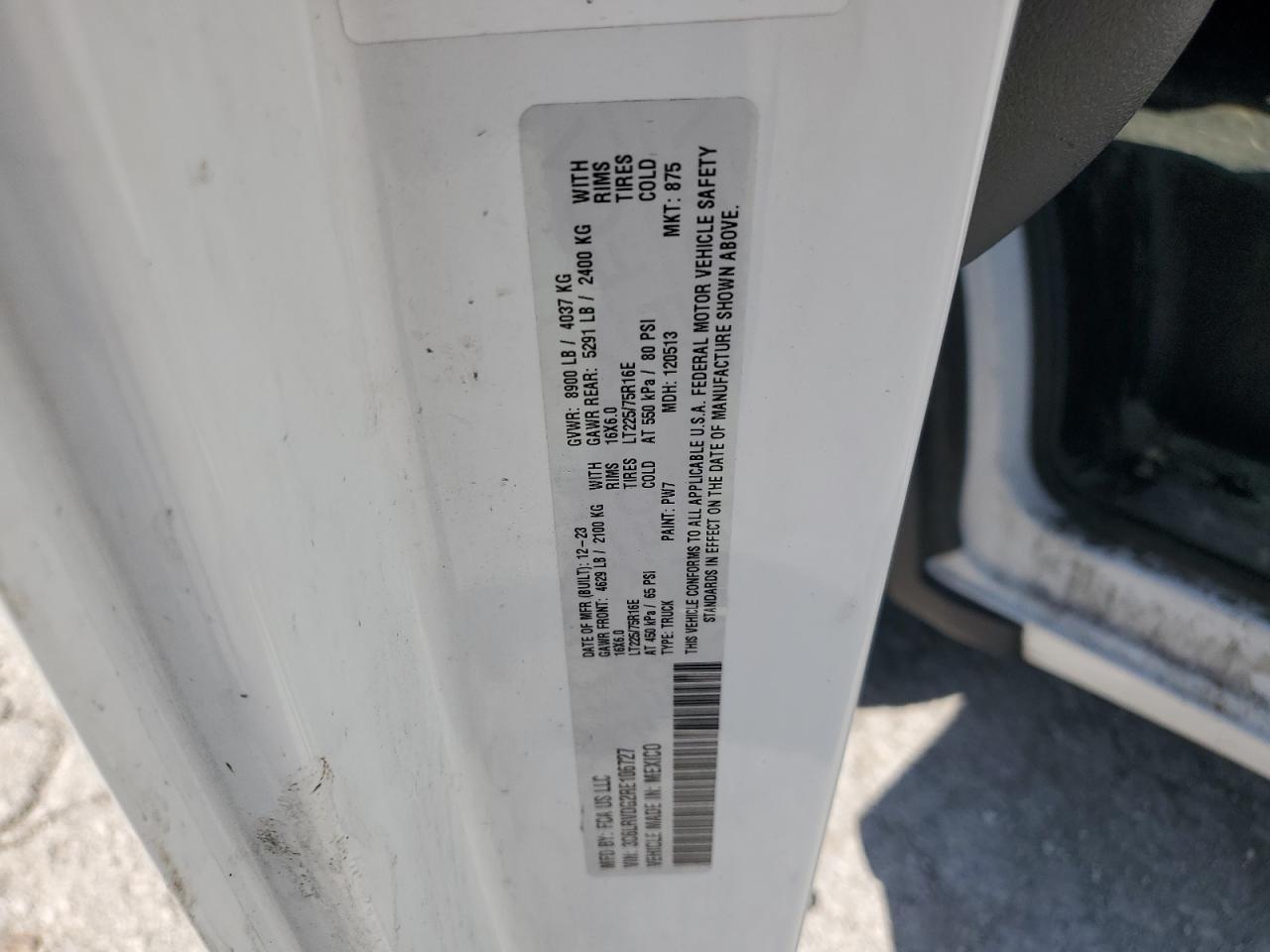 2024 Ram Promaster 2500 2500 High VIN: 3C6LRVDG2RE106727 Lot: 59752375