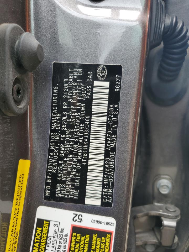 2018 Toyota Camry L VIN: 4T1B11HK4JU673400 Lot: 64115165
