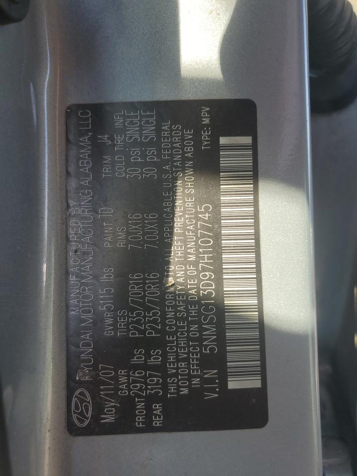 5NMSG13D97H107745 2007 Hyundai Santa Fe Gls