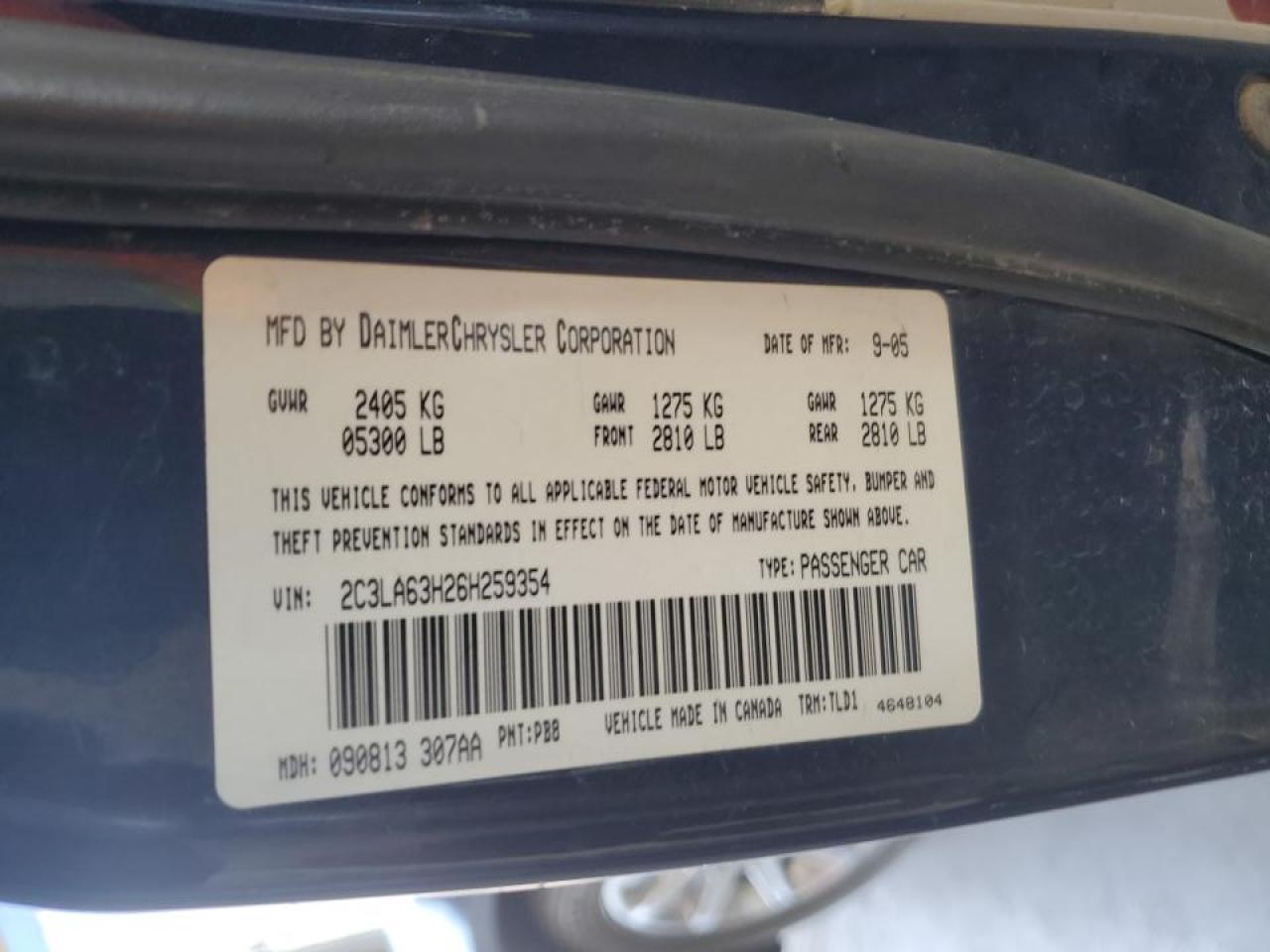 2c3la63h26h259354 2C3LA63H26H259354 2006 Chrysler 300C