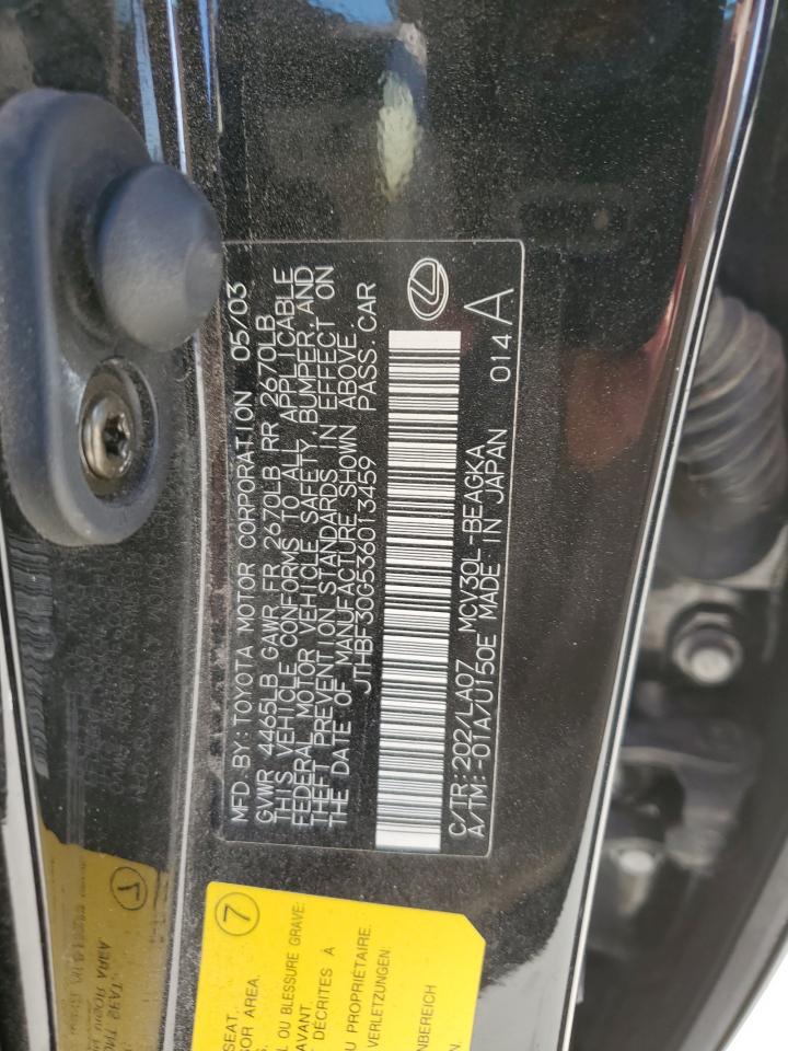 2003 Lexus Es 300 VIN: JTHBF30G536013459 Lot: 63968985
