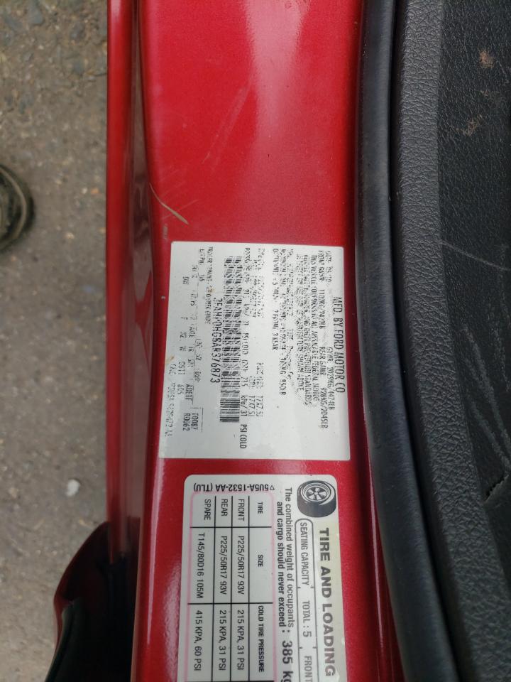 2010 Ford Fusion Se VIN: 3FAHP0HG8AR376873 Lot: 63283885