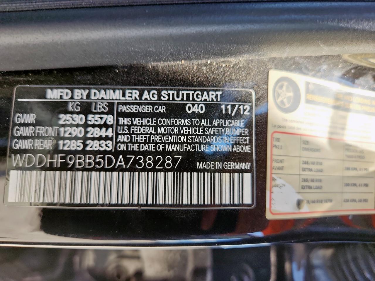 2013 Mercedes-Benz E 550 4Matic VIN: WDDHF9BB5DA738287 Lot: 63845775