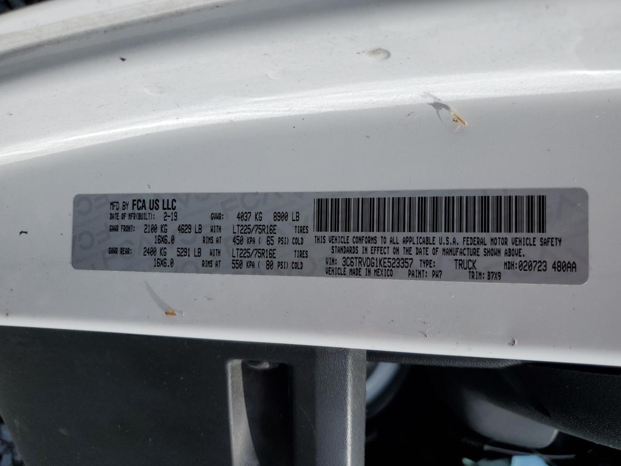 3c6trvdg1ke523357 3C6TRVDG1KE523357 2019 Ram Promaster 2500 2500 High