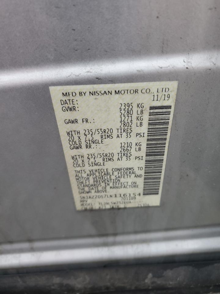2020 Nissan Murano Platinum VIN: 5N1AZ2DS7LN116154 Lot: 65221315