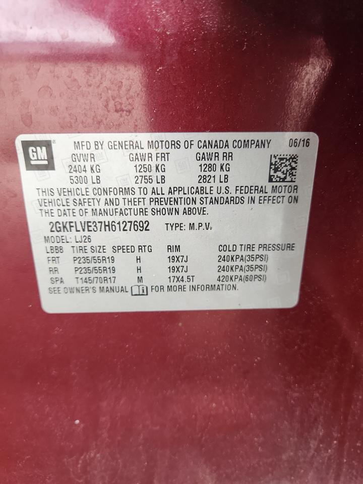 2017 GMC Terrain Denali VIN: 2GKFLVE37H6127692 Lot: 64215225