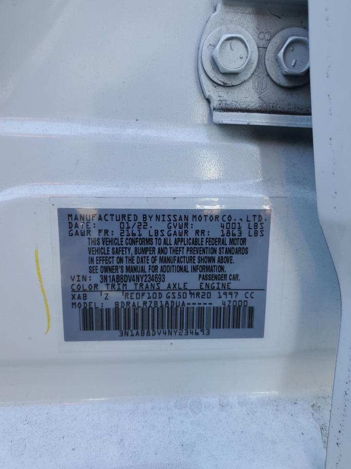 2022 Nissan Sentra Sr VIN: 3N1AB8DV4NY234693 Lot: 64013515
