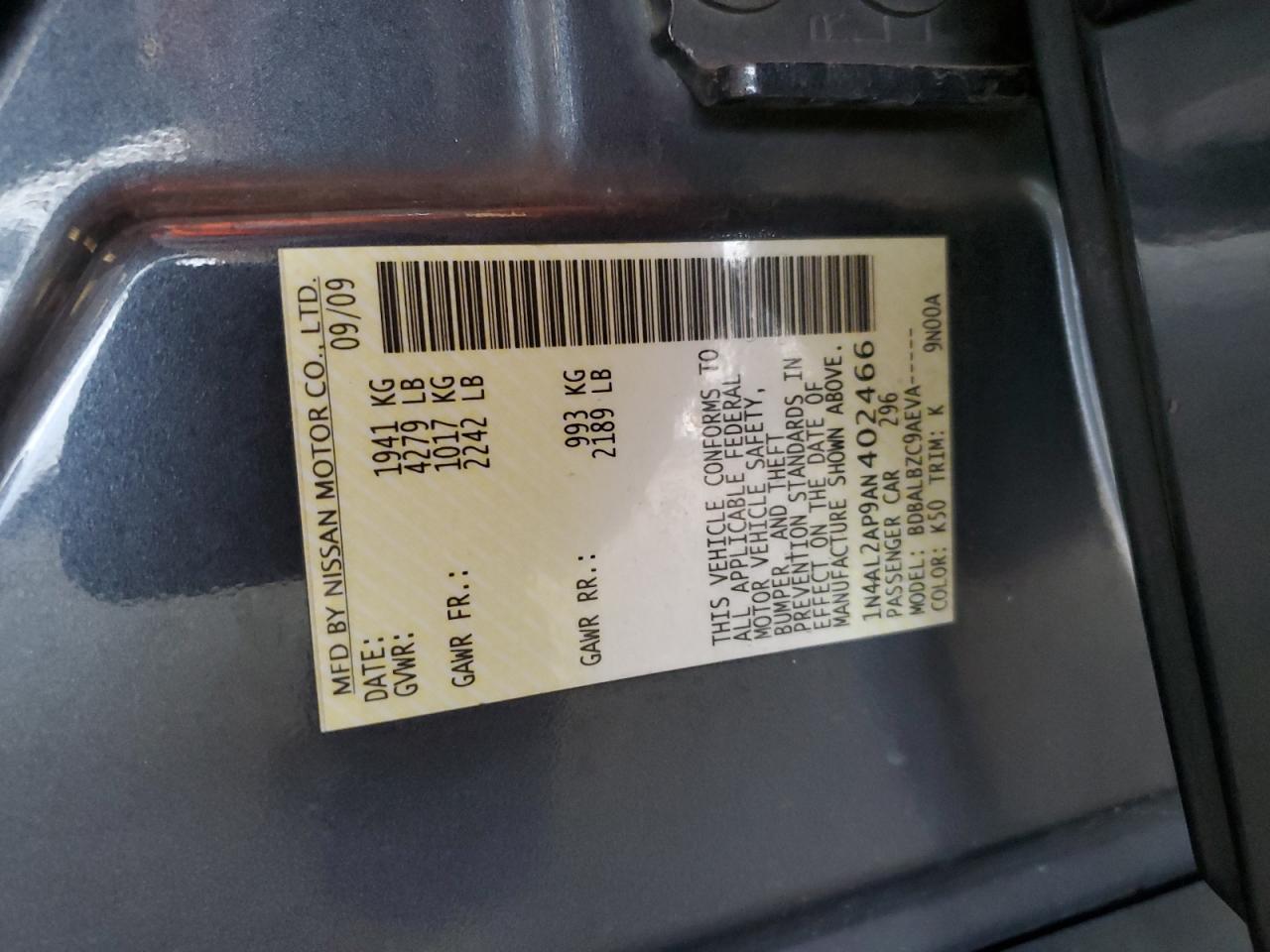 1N4AL2AP9AN402466 2010 Nissan Altima Base