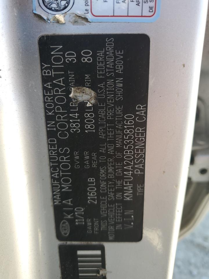 2011 Kia Forte Ex VIN: KNAFU4A20B5358160 Lot: 66695785