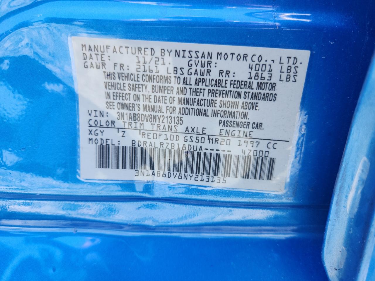 2022 Nissan Sentra Sr VIN: 3N1AB8DV8NY213135 Lot: 63963945