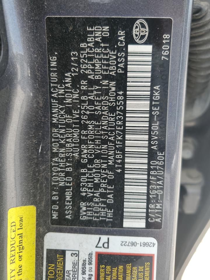 2014 Toyota Camry L VIN: 4T4BF1FK7ER375584 Lot: 64301835