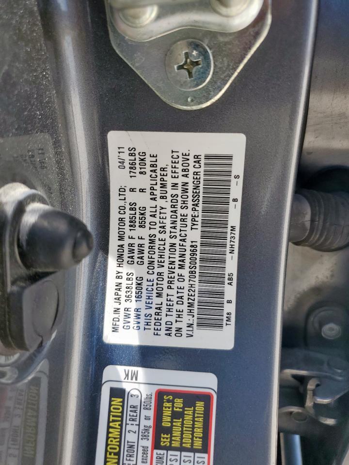 2011 Honda Insight Ex VIN: JHMZE2H70BS009681 Lot: 64022955