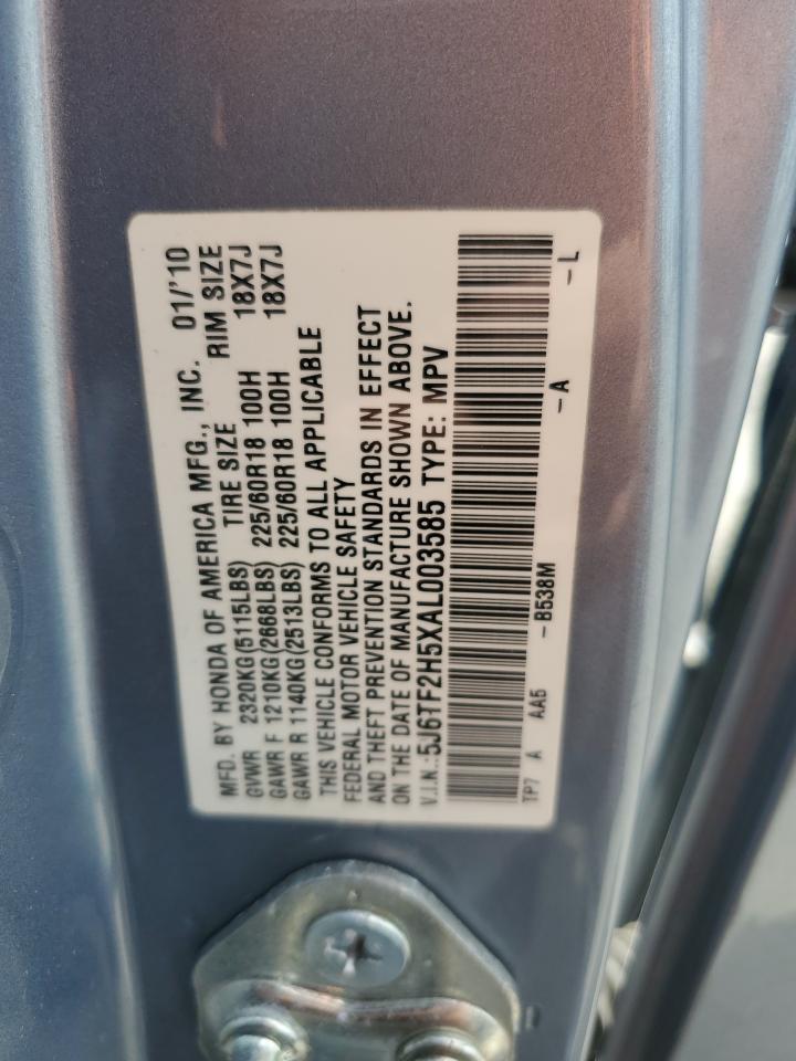 2010 Honda Accord Crosstour Exl VIN: 5J6TF2H5XAL003585 Lot: 64959805