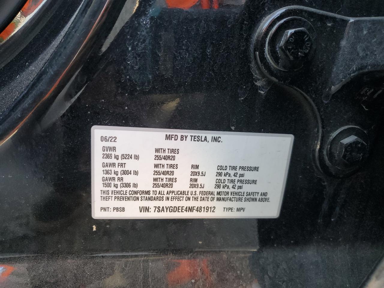 7SAYGDEE4NF481912 2022 Tesla Model Y