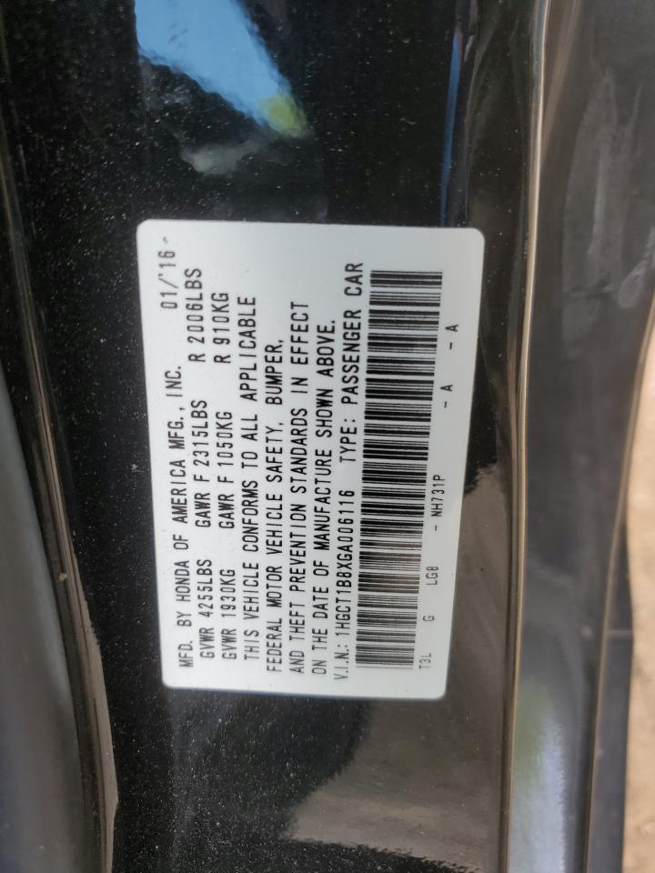 2016 Honda Accord Exl VIN: 1HGCT1B8XGA006116 Lot: 64479525