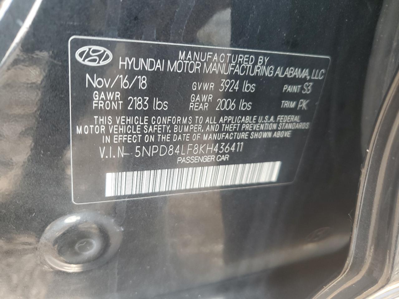 2019 Hyundai Elantra Sel VIN: 5NPD84LF8KH436411 Lot: 64525845