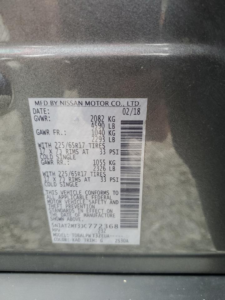 2018 Nissan Rogue S VIN: 5N1AT2MT3JC772368 Lot: 63476825