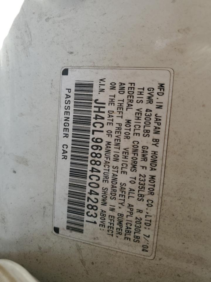 2004 Acura Tsx VIN: JH4CL96884C042831 Lot: 66206635