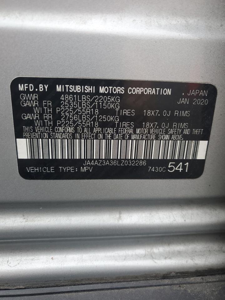 2020 Mitsubishi Outlander Se VIN: JA4AZ3A36LZ032286 Lot: 65061665