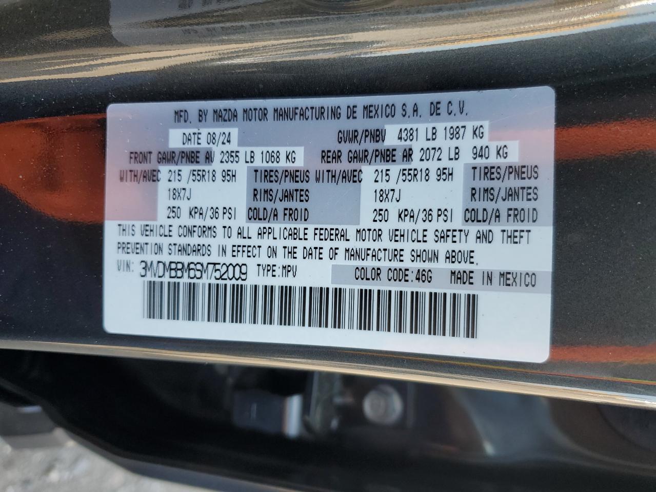 2025 Mazda Cx-30 Select VIN: 3MVDMBBM6SM752009 Lot: 63761965